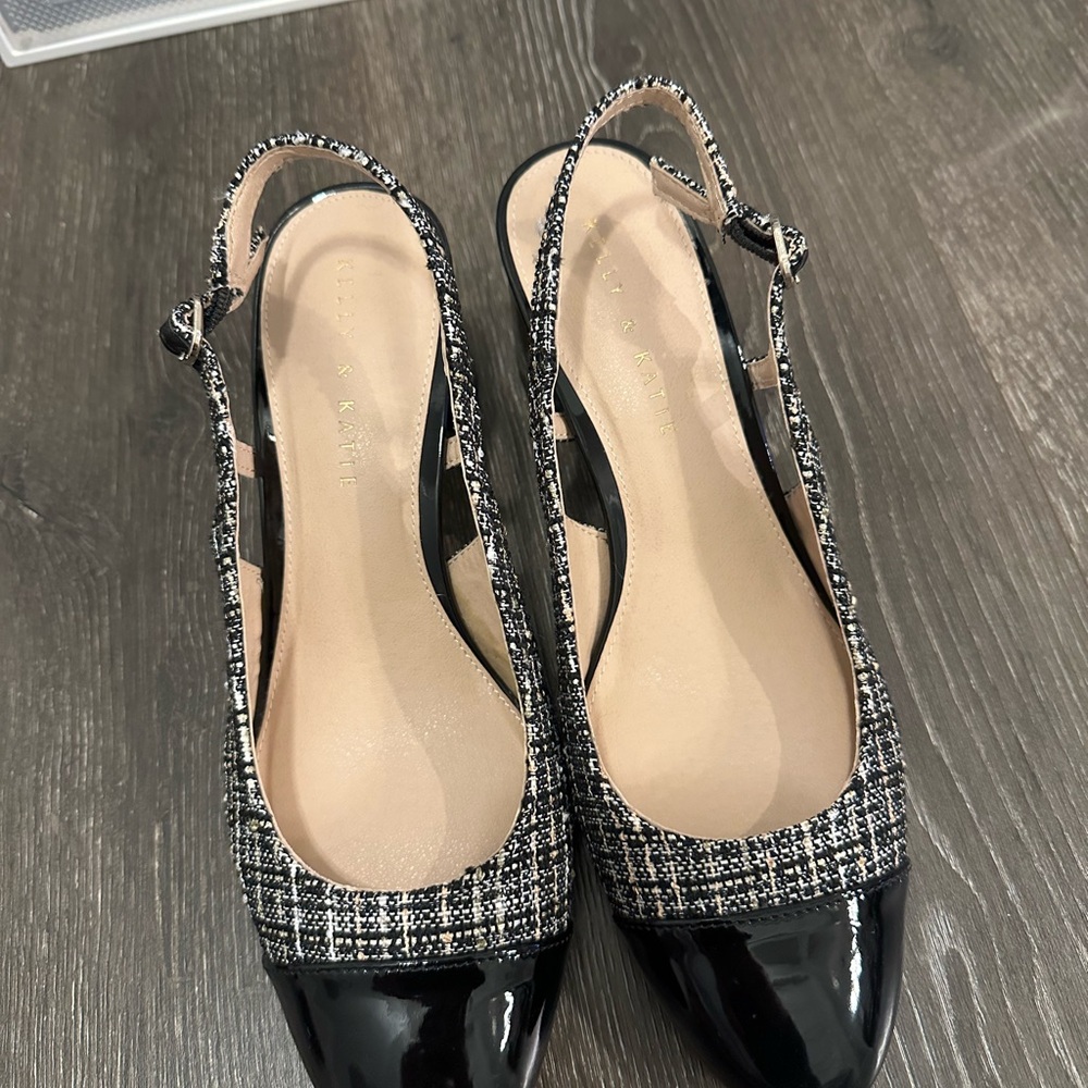 Black and White Women's Slingback Flats